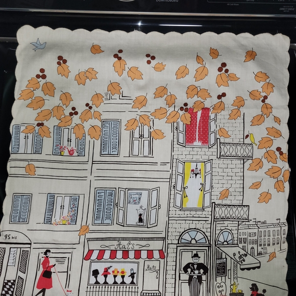 Lulu Guinness Whimsical City Scene Scarf with Autumn Leaves - Picture 1 of 4